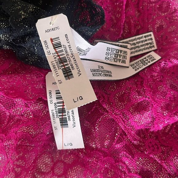 2 Victoria’s Secret cheeky panties black and pink with gold sz L new with tags - Picture 3 of 3